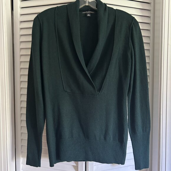 Womens Hunter Green Shawl Collar Cashmere Blend Sweater Size Small - Picture 10 of 10